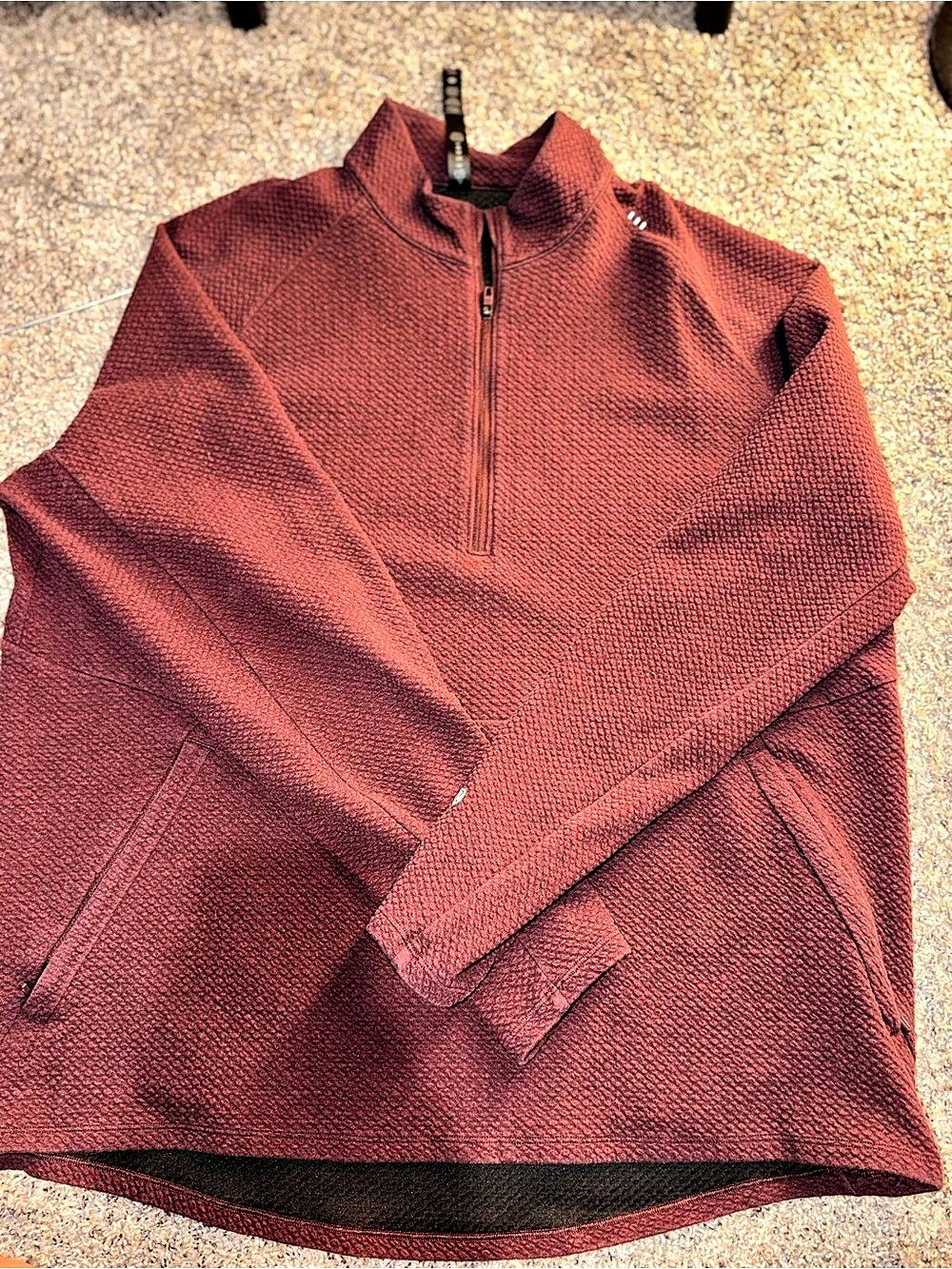 Lululemon Textured Double-Knit Cotton Half Zip Red XXL